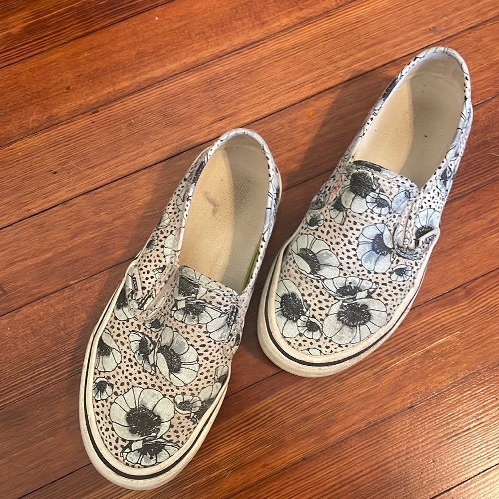 Blue and black floral vans
